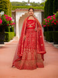 Semi-Stitched Lehenga with Soft Net Fabric & Zari Thread Work by Shreekama