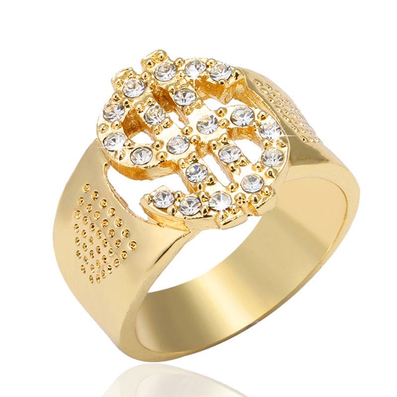 Men's Hip Hop Dollar Sign Ring - Color Retention Jewelry