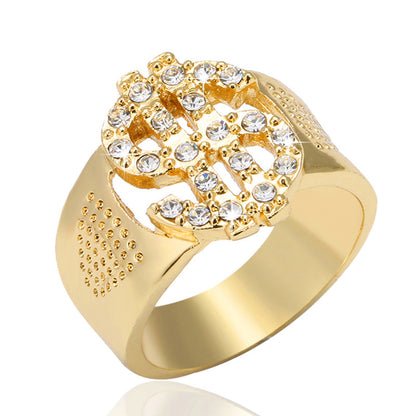 Men's Hip Hop Dollar Sign Ring - Color Retention Jewelry